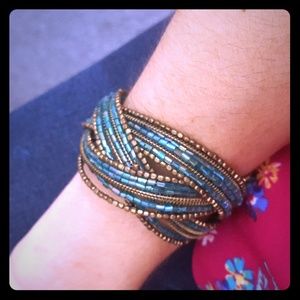 green beaded cuff